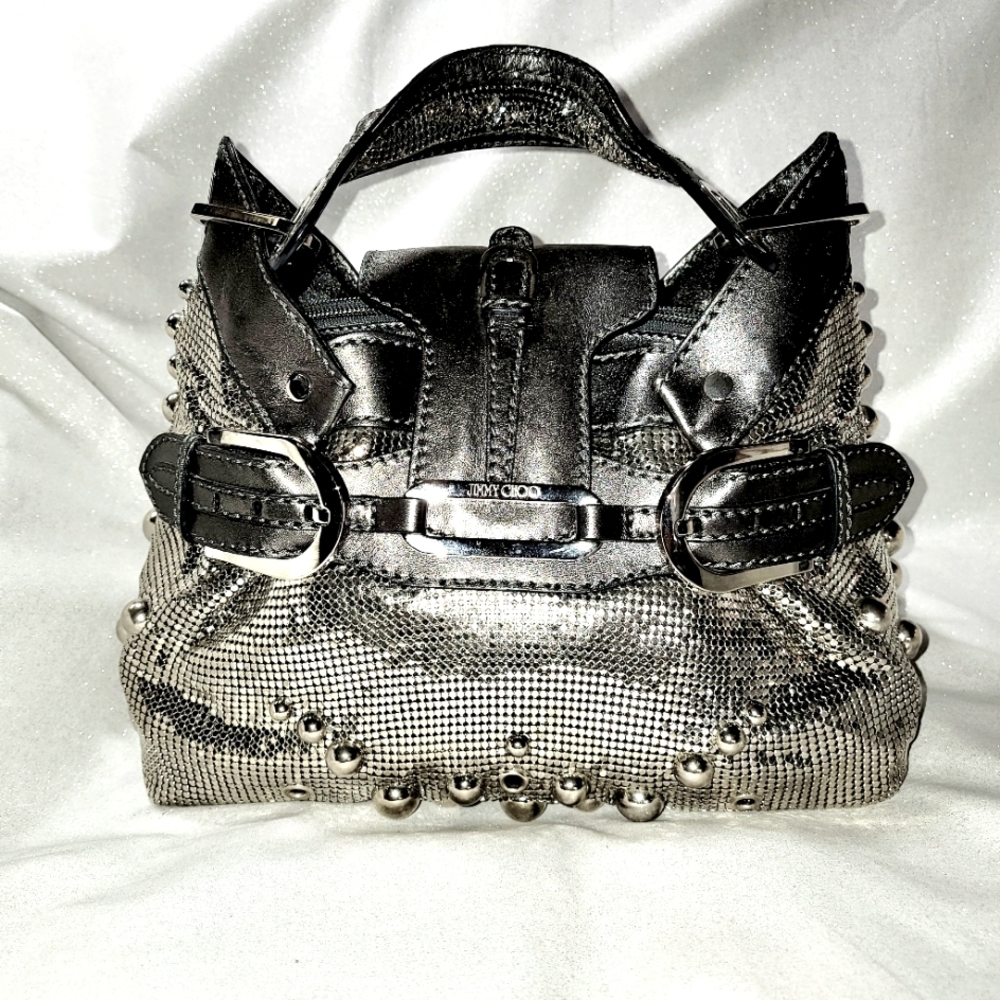 RARE JIMMY CHOO Liquid Silver Mesh Tam Tote
